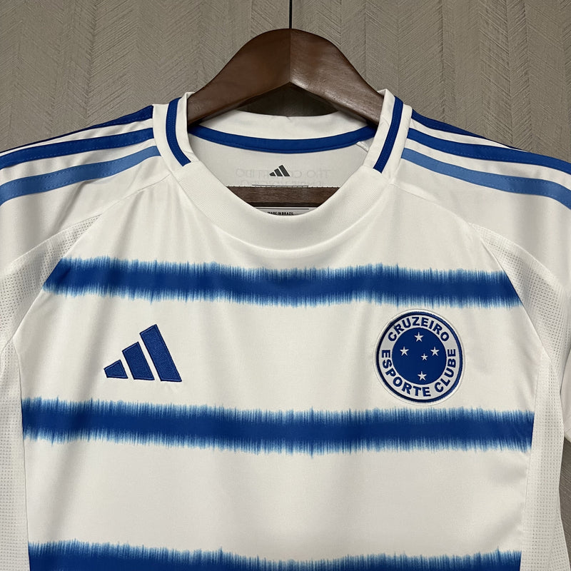 Camisa Cruzeiro II 25/26 - Torcedor Feminina - Branca com detalhes em azul