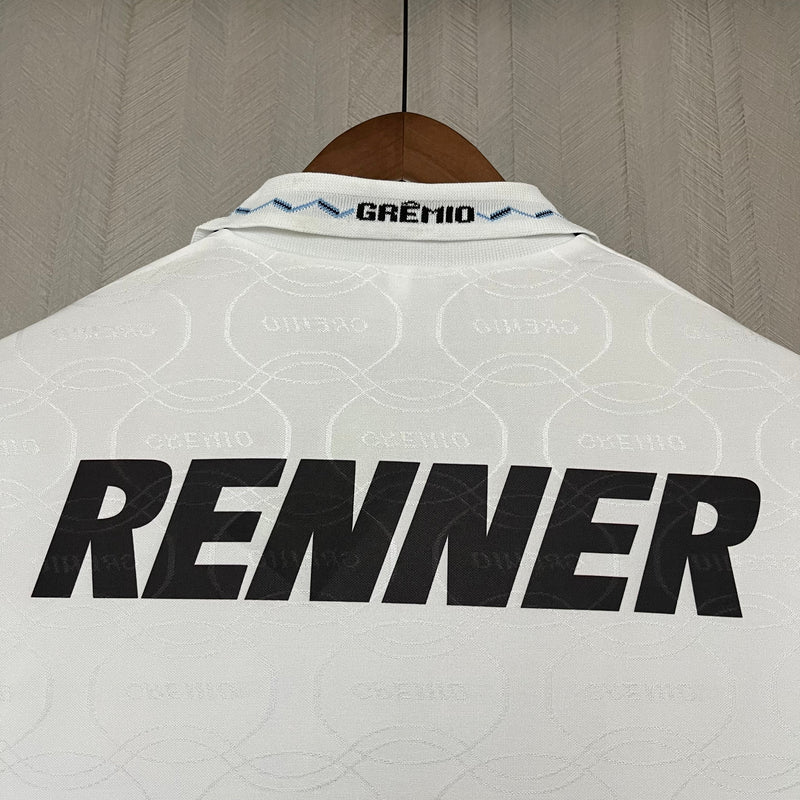 Retro Grêmio 1995/96 Away - Branco com detalhes azul e preto