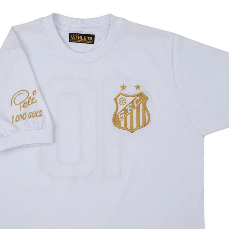 Camisa Santos Pelé Retrô Mil Gols Edição Limitada Masculina S/N - Branco