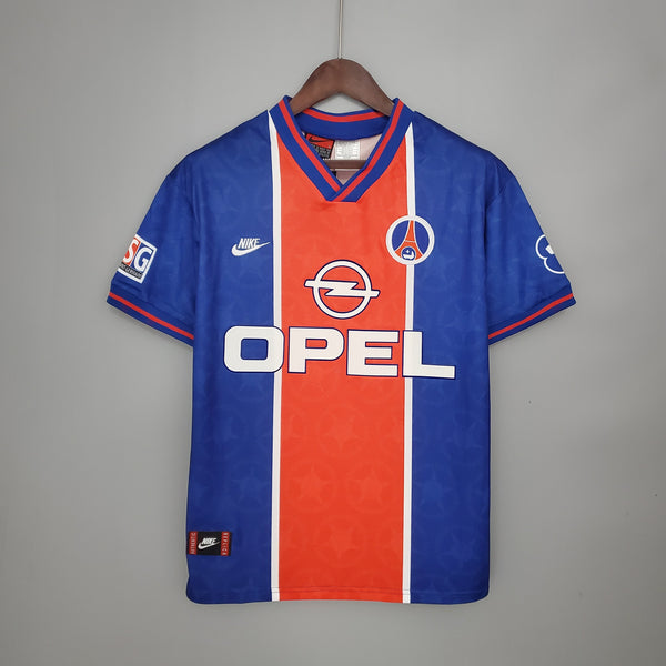 Camisa Retrô Paris Saint-Germain I 1995/96 - Torcedor Masculina -  azul e vermelha