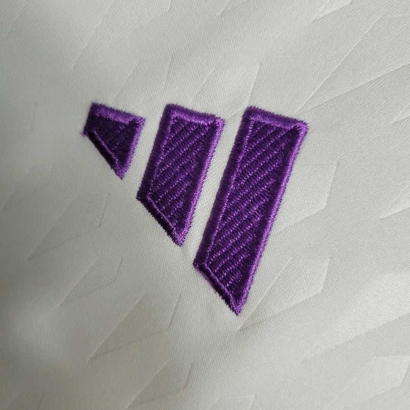 Camisa Flamengo II 23/24 Torcedor Masculina - Branco com detalhes em roxo com todos os patrocinio