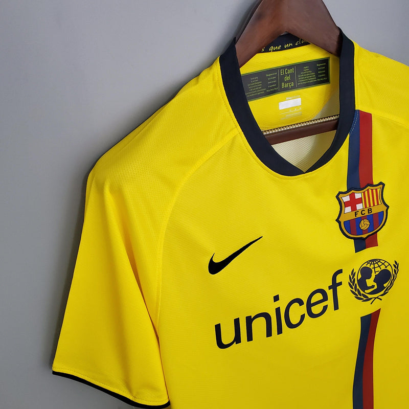 Camisa Retrô FC Barcelona II 08/09 - Masculina - Amarela com detalhes em azul e vermelho
