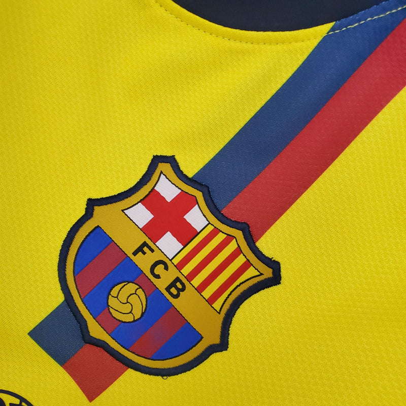 Camisa Retrô FC Barcelona II 08/09 - Masculina - Amarela com detalhes em azul e vermelho