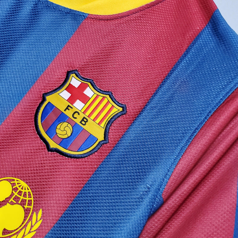 Camisa Retrô Barcelona I 10/11 - Masculina - Azul e vermelha com detalhes em amarelo