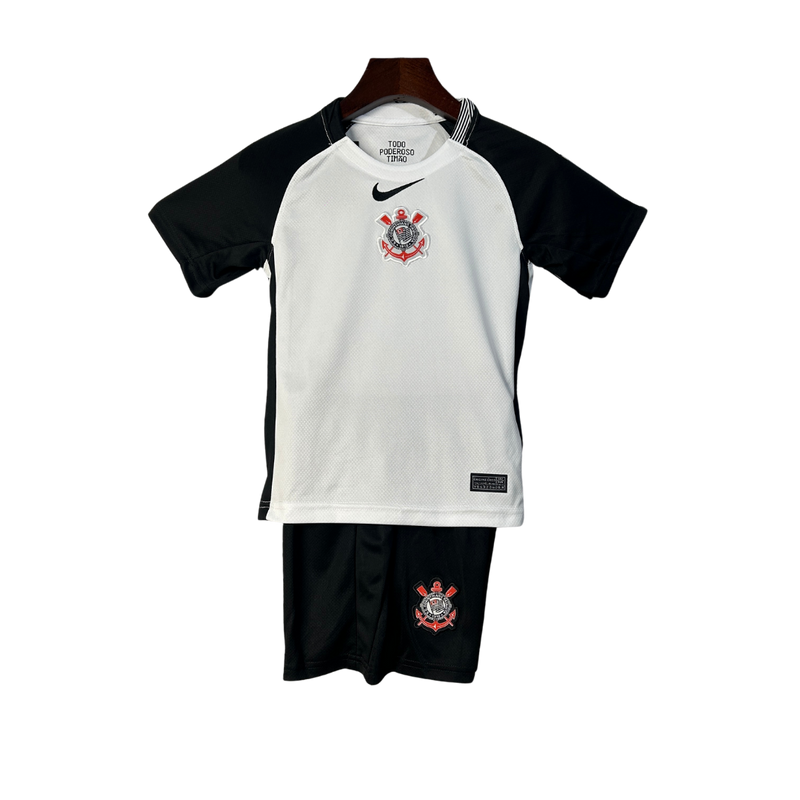 Kit Infantil Corinthians Away 25/26 - Preto e Branco