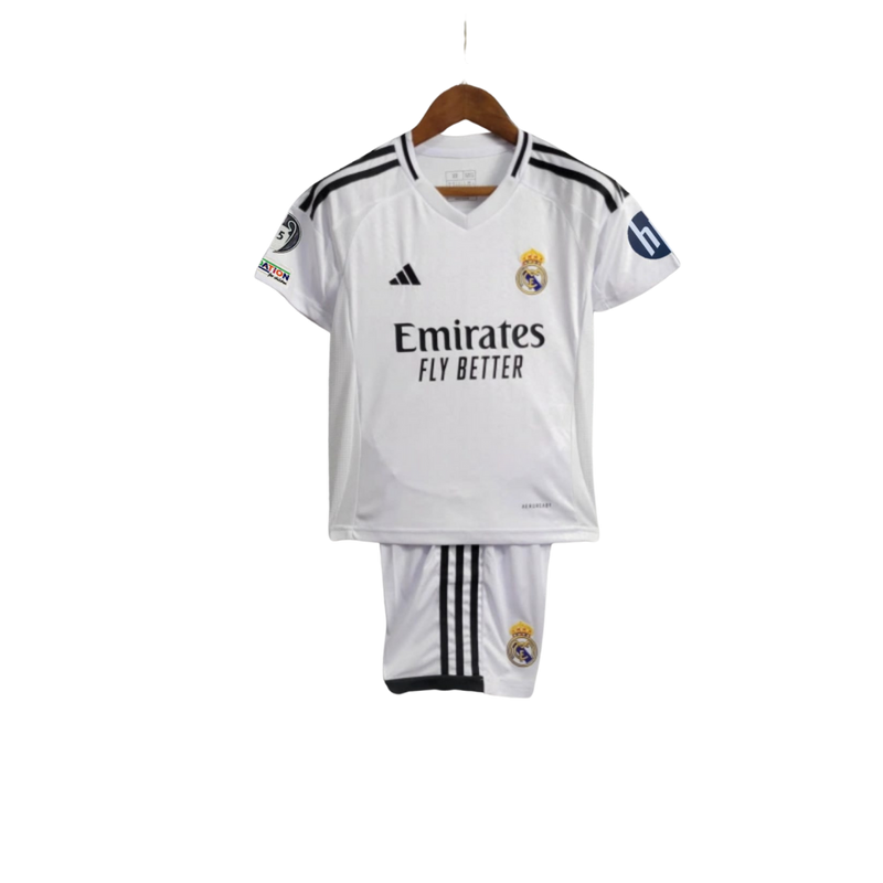 Kit Infantil Real Madri 24/25 Torcedor Masculina – Branca