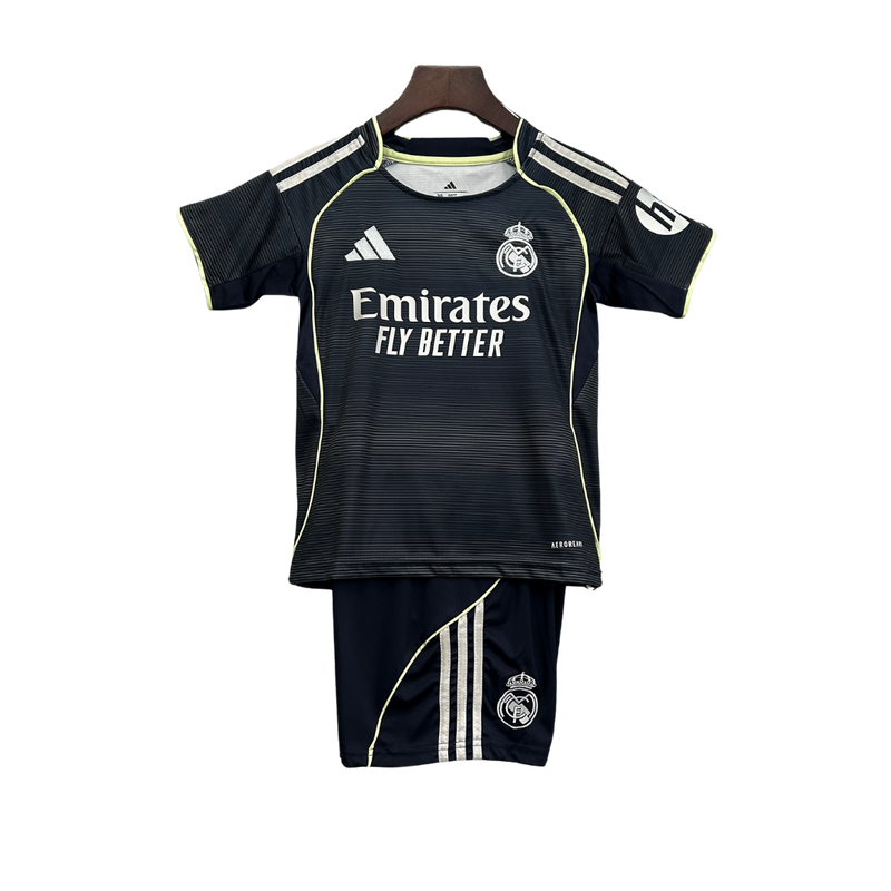 Kit Infantil Real Madri 25/26 Torcedor Masculina – Preto