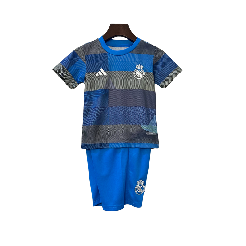 Kit Infantil Real Madri 25/26 Torcedor Masculina – Azul e cinza