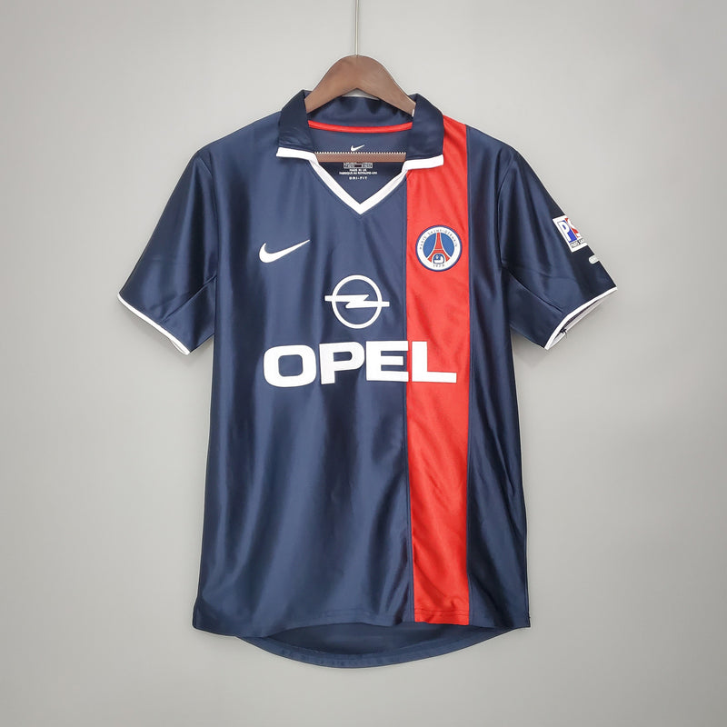Camisa Retrô Paris Saint-Germain I 2001/02 - Torcedor Masculina -  azul e vermelha