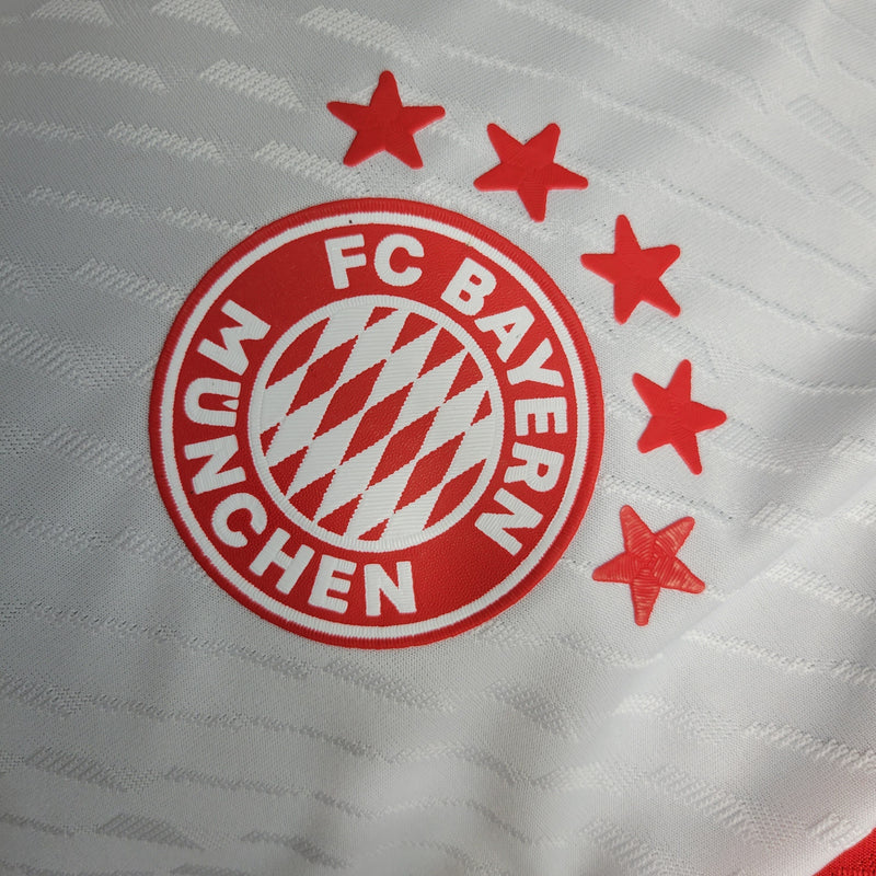 Camisa Bayern de Munique 23/24 - Jogador Masculina - Branca e vermelha