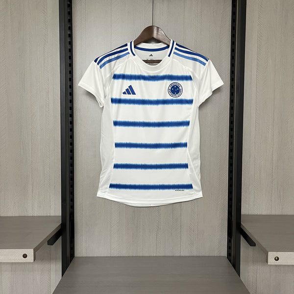 Camisa Cruzeiro II 25/26 - Torcedor Feminina - Branca com detalhes em azul