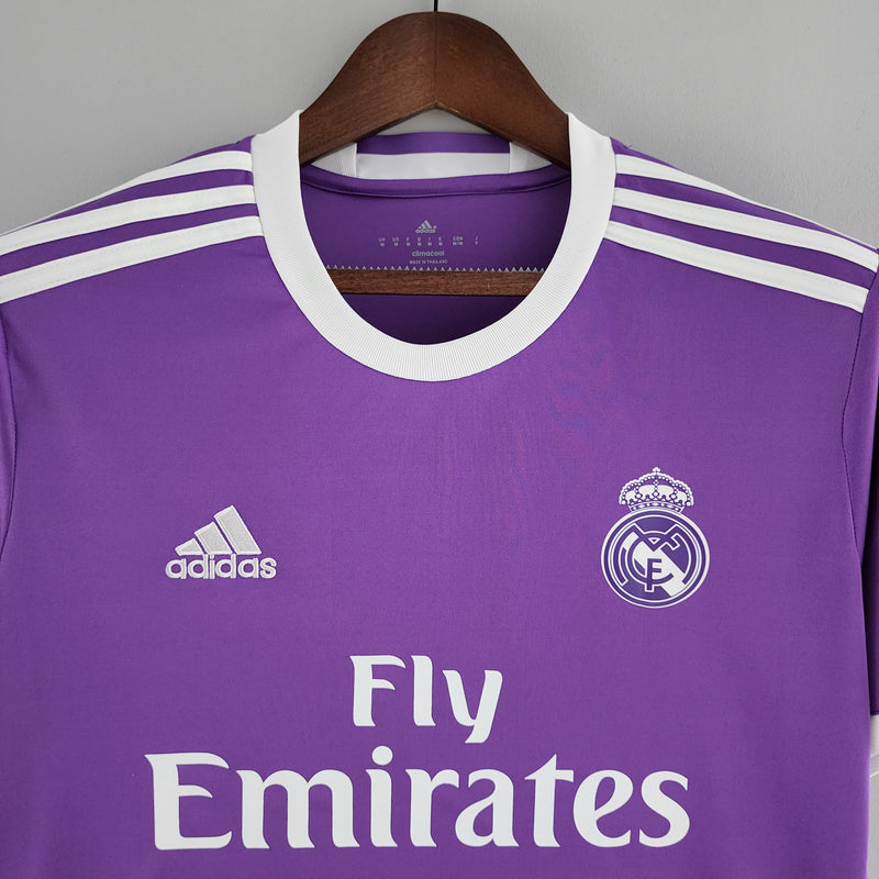 Camisa Retrô Real Madrid II 17/18 - Masculina - Roxa com detalhes em branco