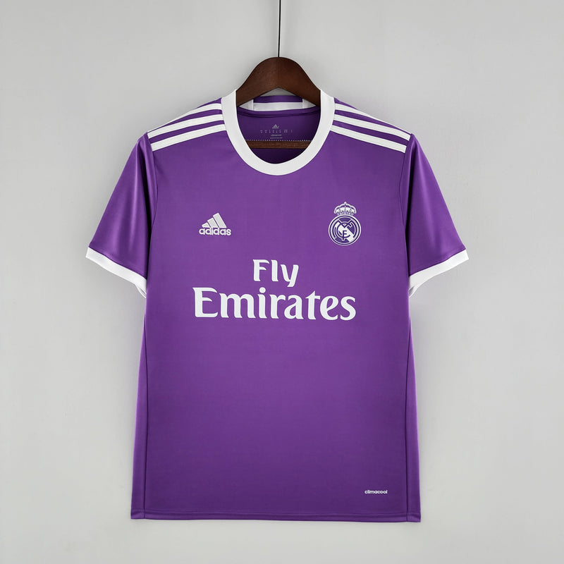 Camisa Retrô Real Madrid II 17/18 - Masculina - Roxa com detalhes em branco