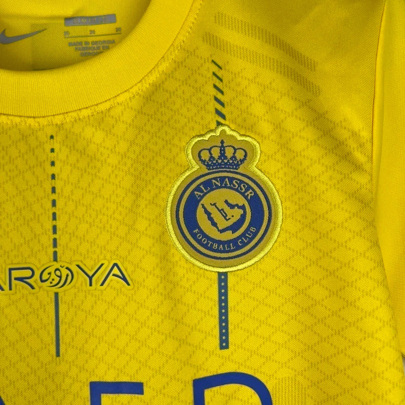 Kit Infantil Al-Nassr I 23/24 - Amarelo com detalhes em azull