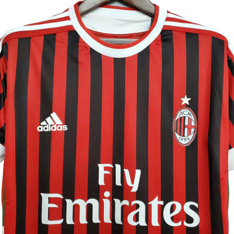 Camisa AC Milan Retrô 2011/2012 Vermelha e Preta - Home