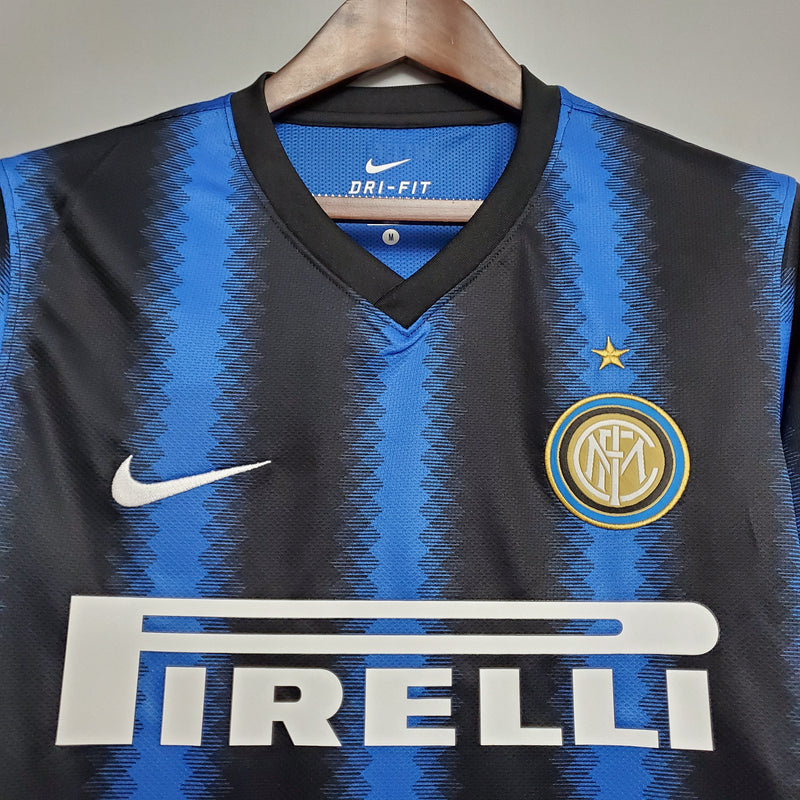 Camisa Retrô Inter de Milão I 2010/11 -Manga Longa - Masculina - Azul e preta