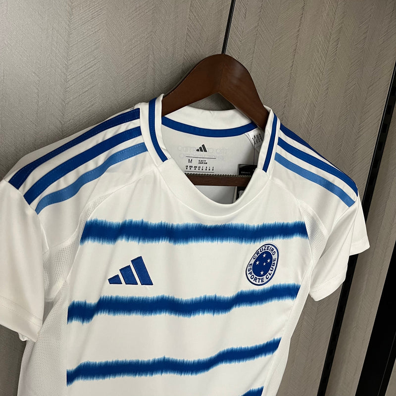 Camisa Cruzeiro II 25/26 - Torcedor Feminina - Branca com detalhes em azul