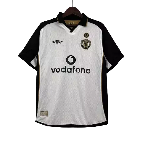 Camisa Manchester United RETRÔ DUPLA FACE 2001/02 Branca e dourada