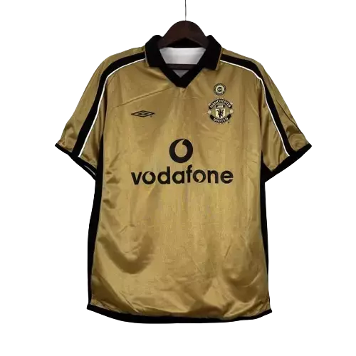 Camisa Manchester United RETRÔ DUPLA FACE 2001/02 Branca e dourada