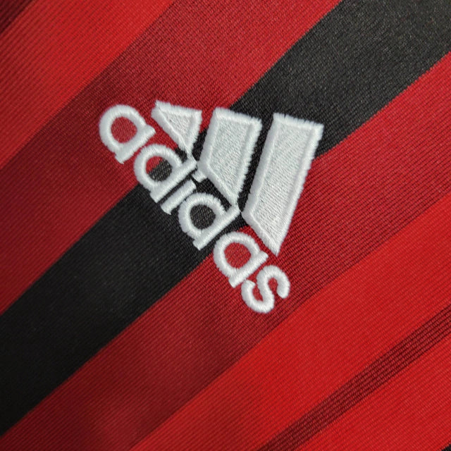 Camisa Retrô AC Milan I 2014/2015 - Masculina - Vermelha e preta com detalhes em branco