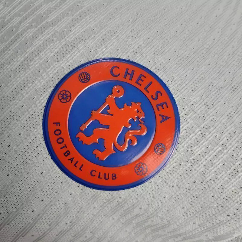 Camisa Chelsea II 24/25 - Jogador Masculina - Branca com detalhes em azul e laranja