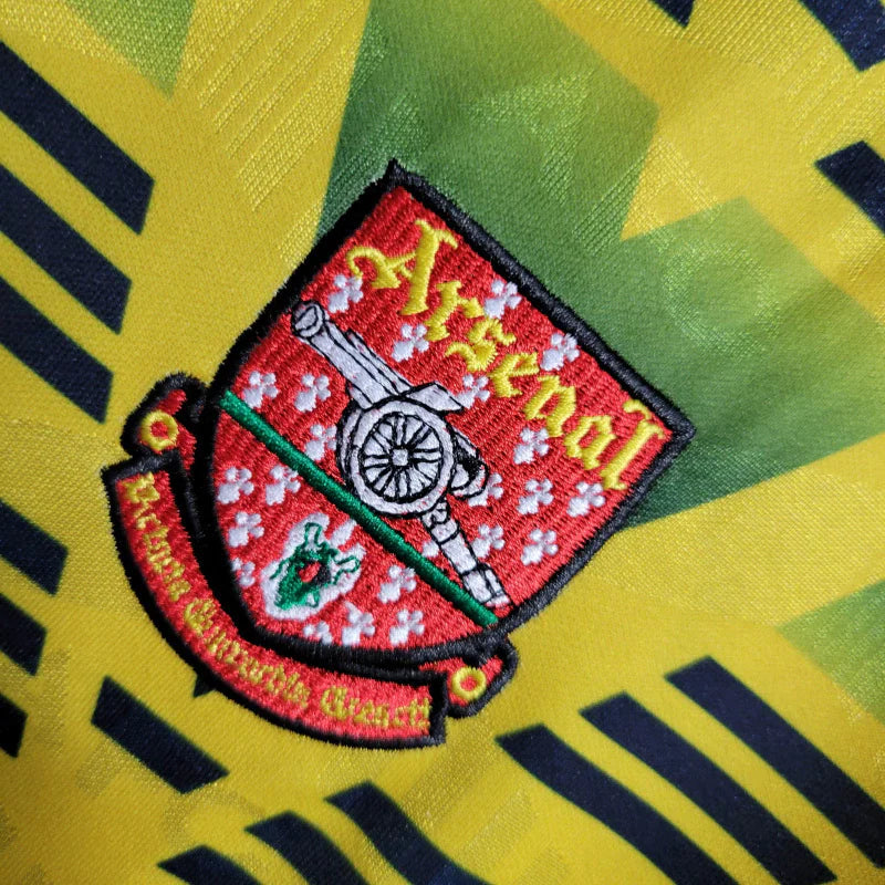 Camisa Retrô Arsenal II 1991/1993 manga longa - Masculina - Amarela com detalhes em verde e vermelho