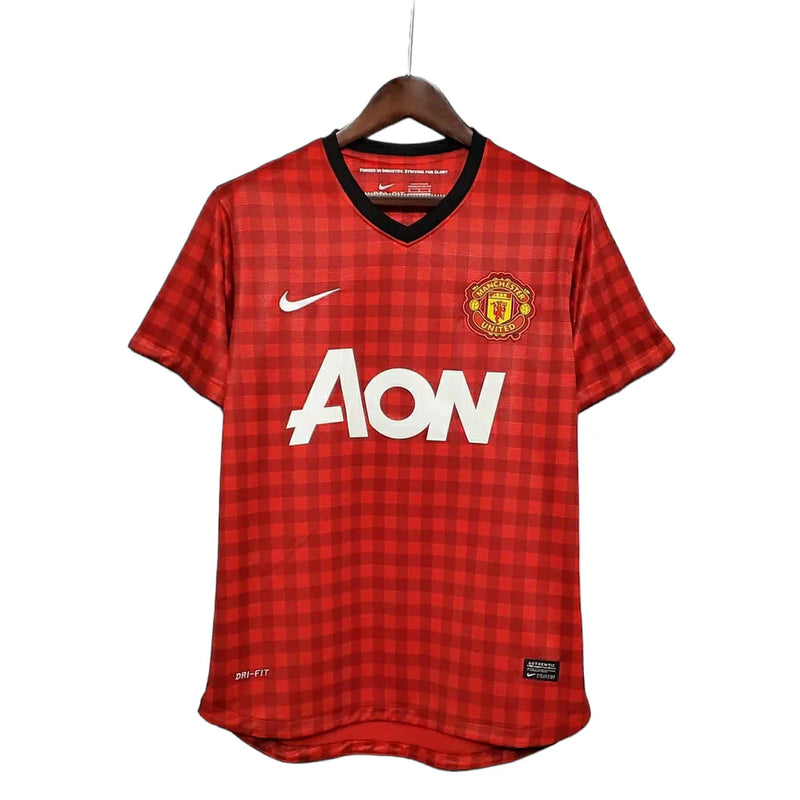 Camisa Manchester United Retrô 2012/2013 Vermelha Xadrez