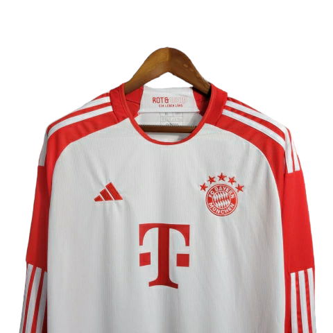 Camisa Bayern de Munique I 23/24 manga longa - Torcedor Masculina - Vermelha e branca