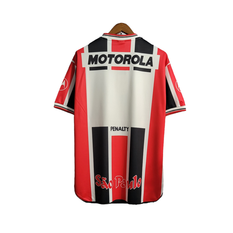 Camisa Retrô São Paulo II 2000 - Masculina Penalty - Tricolor com símbolo da Motorola