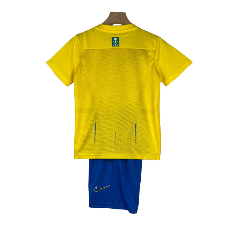 Kit Infantil Al-Nassr I 23/24 - Amarelo com detalhes em azull