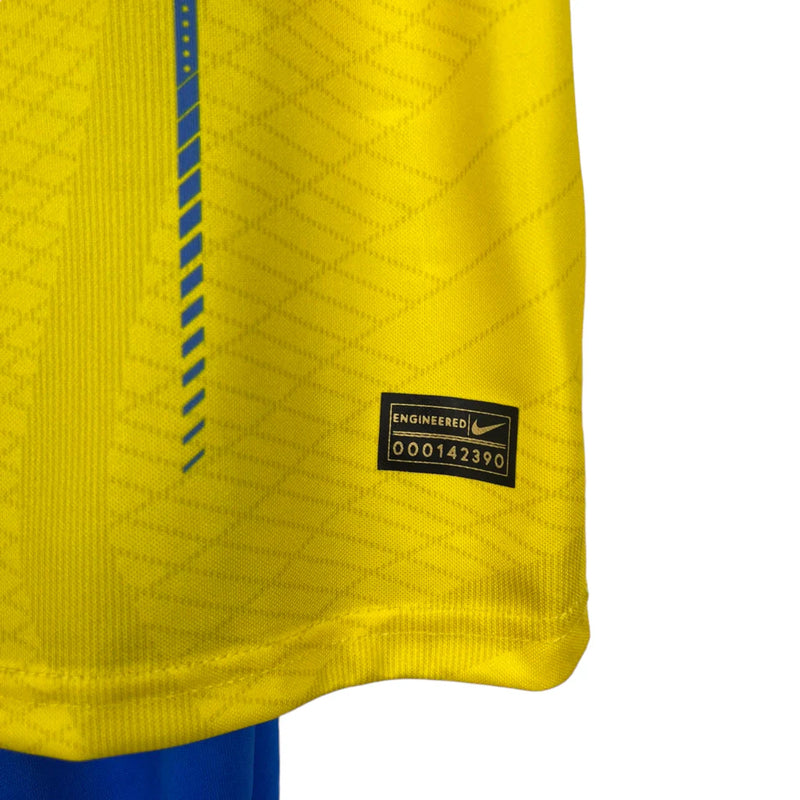 Kit Infantil Al-Nassr I 23/24 - Amarelo com detalhes em azull