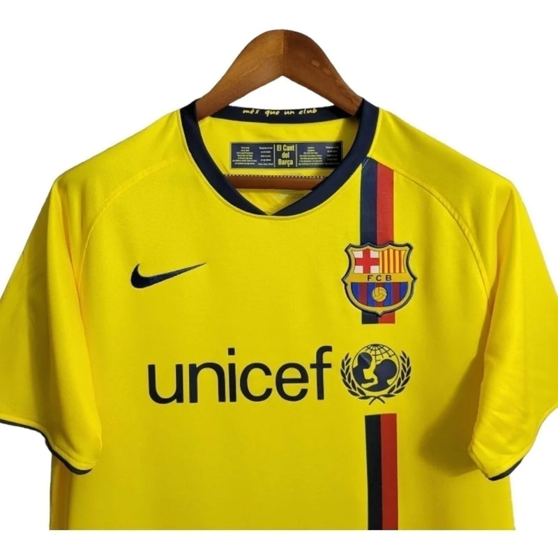 Camisa Retrô FC Barcelona II 08/09 - Masculina - Amarela com detalhes em azul e vermelho
