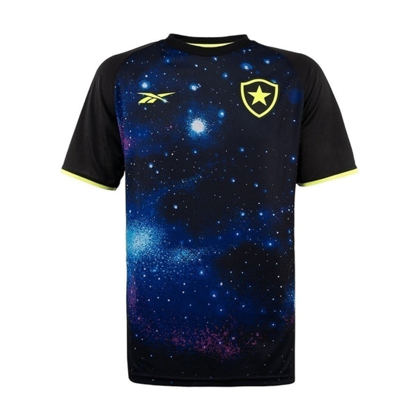 Camisa Botafogo Pré-jogo 24/25 - Torcedor  Masculina - Preta com detalhes em azul e amarelo