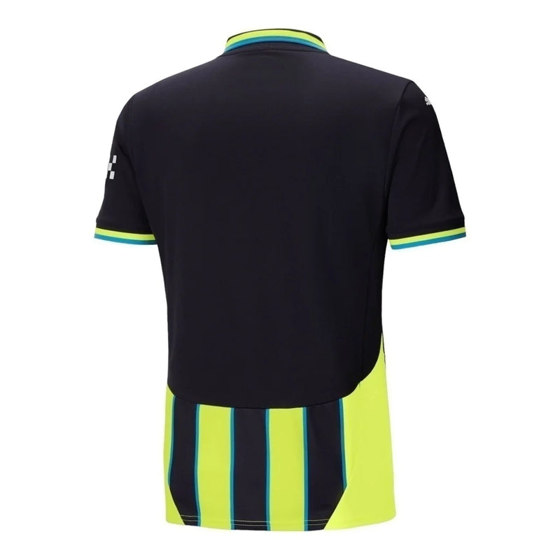Camisa Manchester City II 24/25 - Torcedor Masculina - Preta e amarela com detalhes em azul