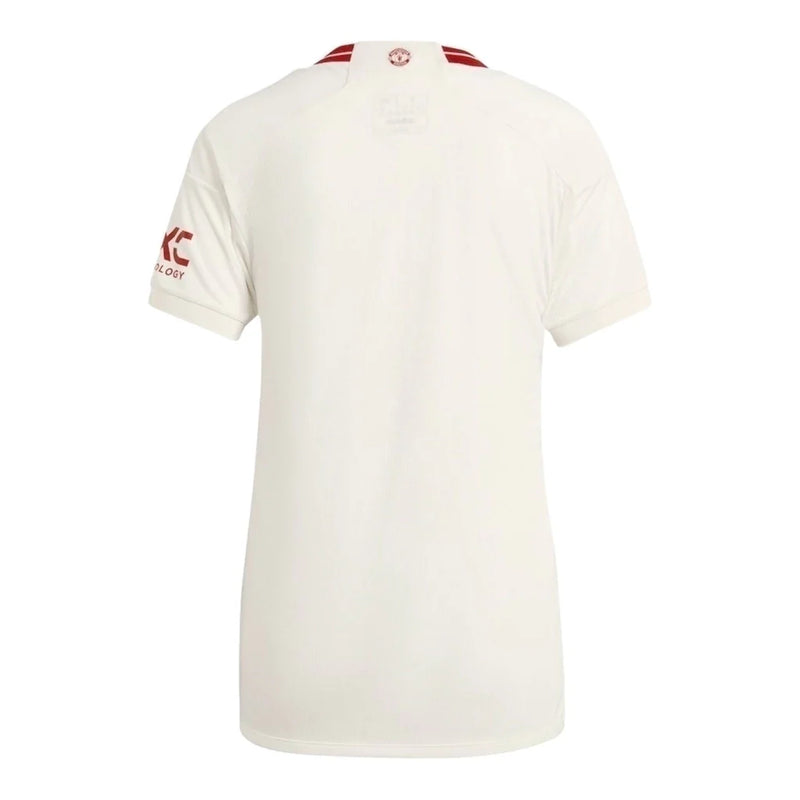Camisa Manchester United III 23/24 - Torcedor Feminina - Branca com detalhes em vermelho