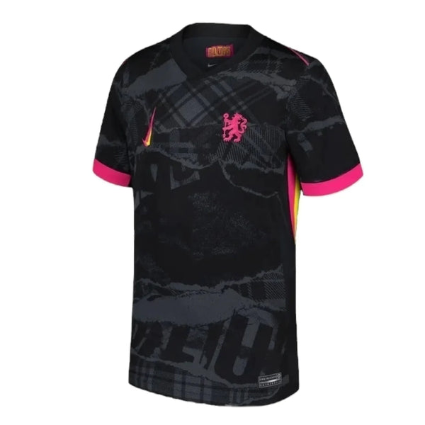 Camisa Chelsea III 24/25 - Torcedor Feminina - Preta com detalhes em rosa e amarelo