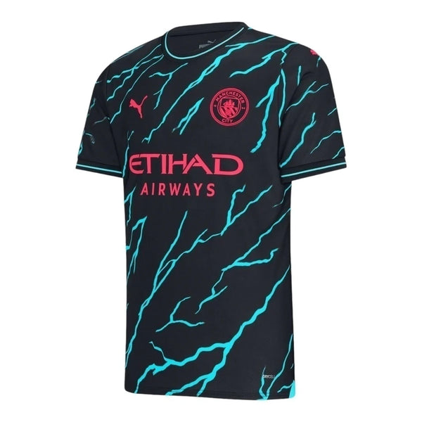 Camisa Manchester City III 23/24 - Torcedor Masculina - Preta com detalhes em azul