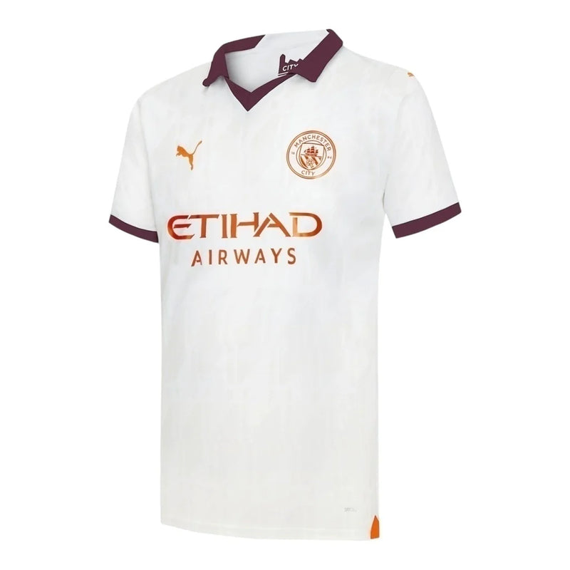 Camisa Manchester City II 23/24 - Torcedor Masculina - Branca com detalhes em vinho