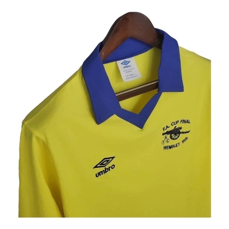Camisa Retrô Arsenal II 1971/1979 manga longa - Masculina - Amarela com detalhes em azul