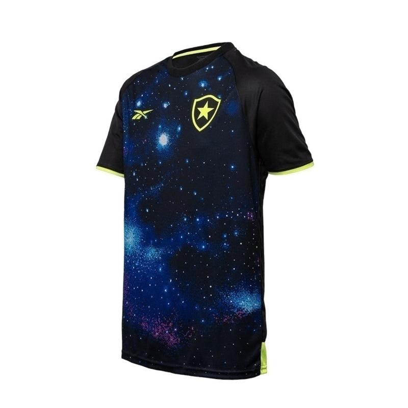 Camisa Botafogo Pré-jogo 24/25 - Torcedor  Masculina - Preta com detalhes em azul e amarelo