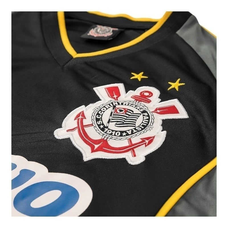 Camisa Retrô Corinthians III 1999 - Masculina - Preta com detalhes em amarelo e cinza
