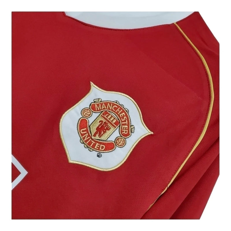 Camisa Retrô Manchester United I 2006/2007 manga longa - Masculina - Vermelha com detalhes em amarelo e branco