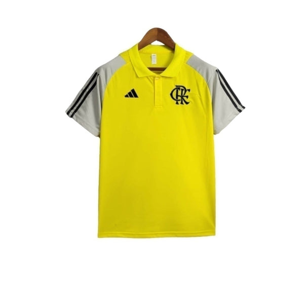 Camisa Flamengo Treino 24/25 polo - Torcedor Masculina - Amarela com detalhes em preto e cinza