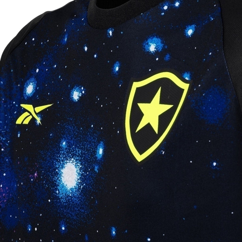 Camisa Botafogo Pré-jogo 24/25 - Torcedor  Masculina - Preta com detalhes em azul e amarelo