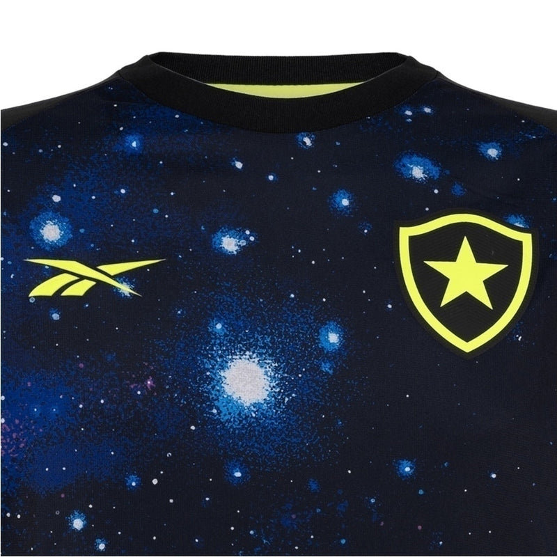 Camisa Botafogo Pré-jogo 24/25 - Torcedor  Masculina - Preta com detalhes em azul e amarelo