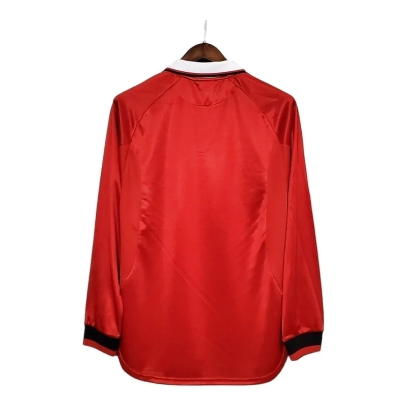 Camisa Retrô Manchester United I 1999/2000 manga longa - Masculina - Vermelha com detalhes em branco